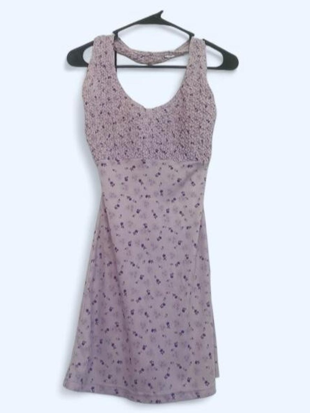 Y2K Vintage lavender lilac purple mini halter dress